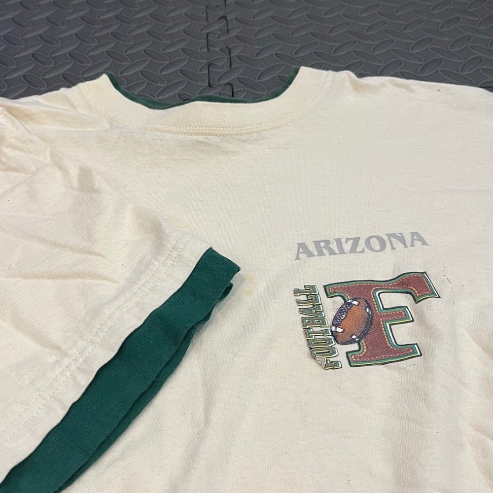 Morning Sun T-Shirt Mens XL Cream Arizona Football Vintage Made in USA Ringer